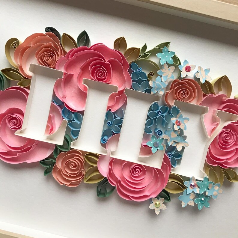 Quilling Custom name Quilling art Nursery sign Framed Etsy