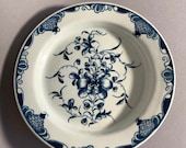 Dr. Wall First Period Worcester Mansfield Pattern Antique English 18th Century Blue White Porcelain Plate