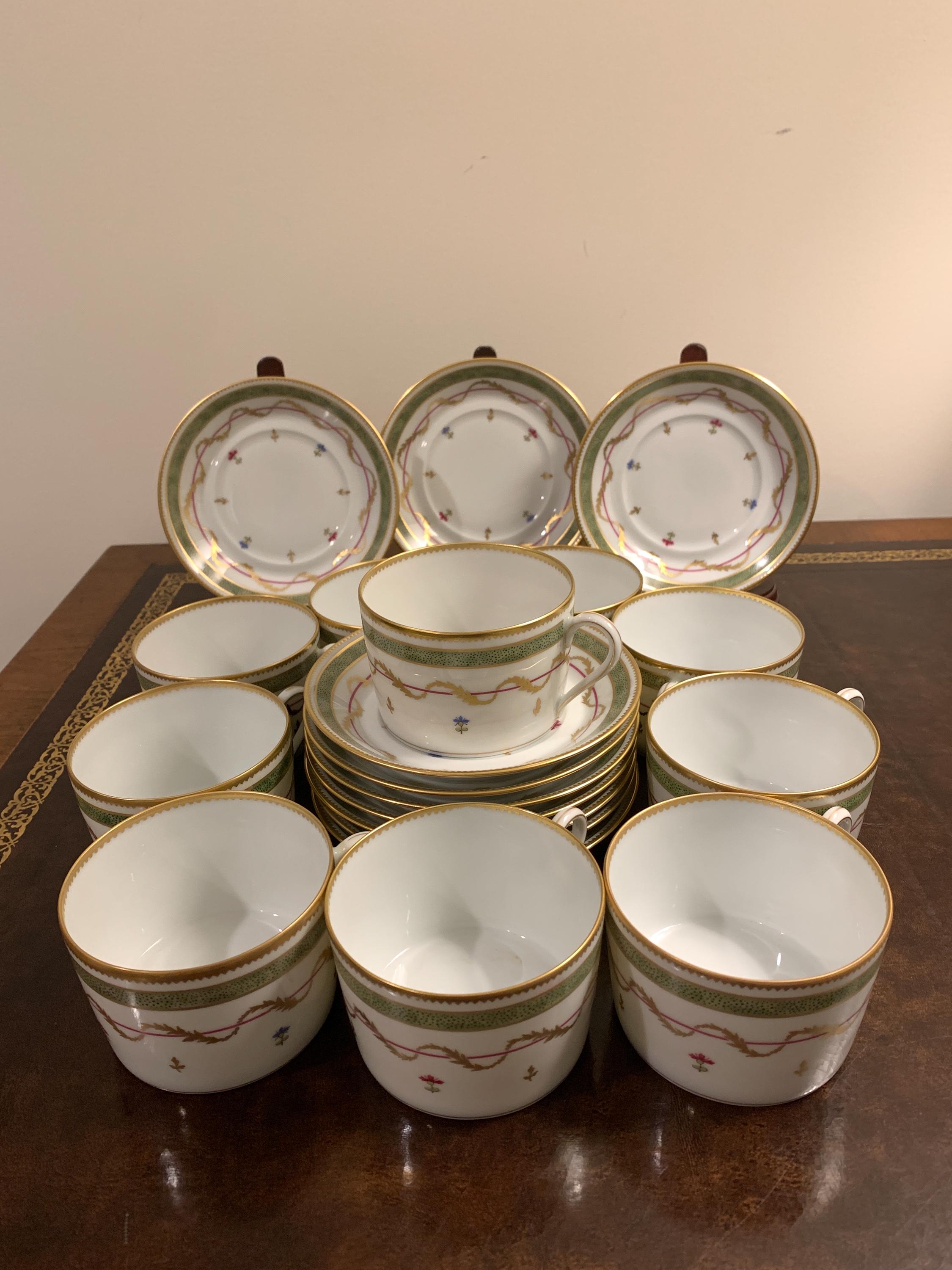 Vintage Set of (10) “vieux Paris” Haviland Limoges Cups & Saucers 