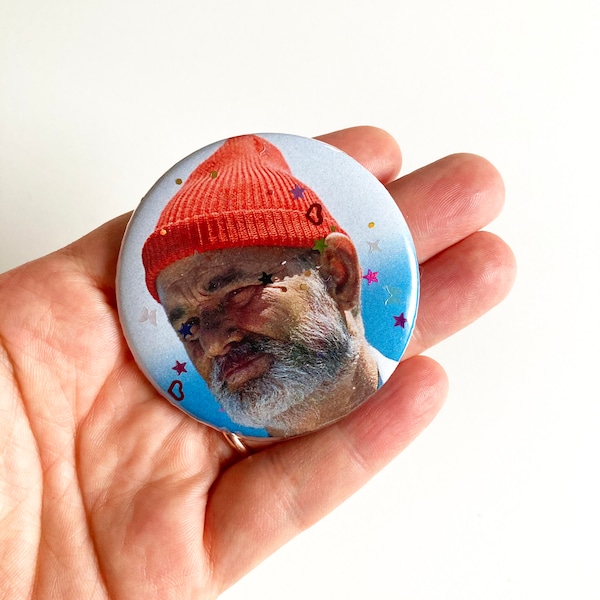 Bill Murray Pin Button - 2.25" The Life Aquatic with Steve Zissou Pinback Button - Graduation Gift for Best Friend - 21st Birthday Gift Idea