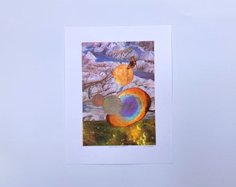 Risograph Print - Unique Nature Wall Art - Riso Print - Glacier Galaxy - Collage Butterfly Art - Cool Wall Art for Guys