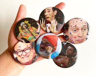 Weird White Dudes Buttons - 2.25" Pins - Danny DeVito, Weird Al, Steve Buscemi, Jeff Goldblum, Bill Murray - Birthday Gifts and Party Favors