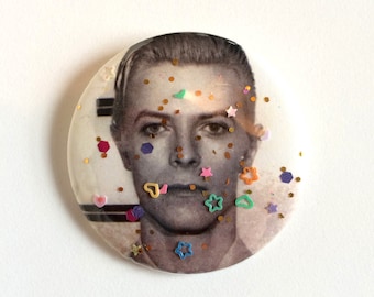 David Bowie Glitter Button - Ziggy Stardust Pinback