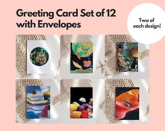 Cute Happy Birthday Cards - Greeting Card Set - Set of 12 Handmade Notecards - 80th Birthday Card - Anniversary Card - Graduation Card
