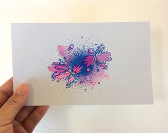 Healing Hands Risograph Print – Blue and Purple Witch Art