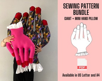 Hand Pillow Sewing Pattern PDF - Throw Pillow PDF Pattern - Digital Download - Beginner Friendly Sewing Project - DIY Fun Throw Pillow