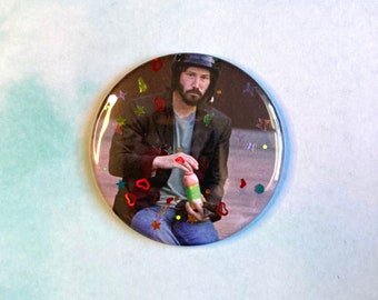 Ímã com glitter triste Keanu Reeves - Ímãs de geladeira de 2,25" - Presente de dia dos namorados - Idéia de presente de aniversário e lembrancinhas - NAVIO GRATUITO