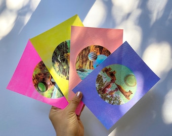 Risograph Print Set - Riso Prints - Feminist Wall Art - 5 x 7 Small Wall Art - Occult Witch Art - Colorful Wall Art - Housewarming Gift