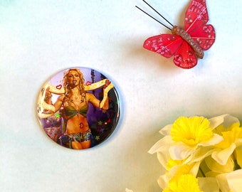 Britney Spears Snake Glitter Pin – Handmade Pinback Button