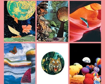 Psychedelic Greeting Card Set - Set of 6 Handmade Notecards - 80th Birthday Card - Anniversary Card - Graduation Card - Greeting Card Set