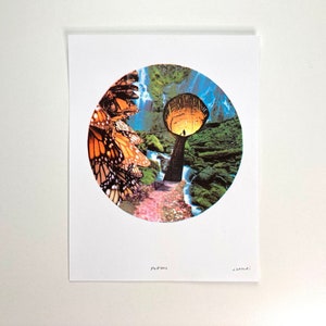 Riso Print - Psychedelic Risograph Poster - Trippy Wall Art - Psychedelic Portal - 8.5&quot; x 11&quot; - 4 Color Risograph Print - Calming Wall Art