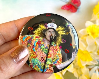 Weird Al Yankovic Glitter Button Pin - Handmade 2.25" Pinback Button - Birthday Gift Idea and Party Favors - FREE SHIPPING