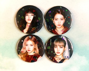 Blackpink Merch KPop Pins - Blackpink Pin -Blackpink Kpop Pinback Button Set of 4 - 2.25" - 21st Birthday Gift - Positive Pins