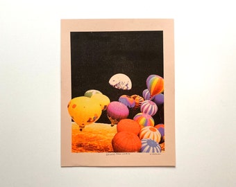 Risograph Print - Psychedelic Riso Print - Outer Space Wall Art - Escape from Earth - 8.5" x 11" - 4 Color Risograph Print - Risoprint