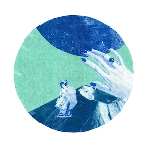 Snow Woman (Yuki Onna) - 8.5&quot; x 11&quot; White Paper - 2 Color Risograph Print - Blue Japanese Yokai Art - Colorful Riso Wall Decor by J. Sayuri