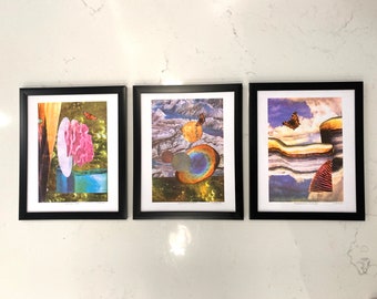 Set of 3 Wall Decor - Framed Risograph Print - Risoprint Art - Framed Print Set - Cool Wall Art for Guys - Finland Scandinavia Inspired