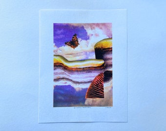 Risograph Print - Psychedelic Riso Print - Butterfly Art - Psychedelic Mushroom Art -  Butterfly Turkeytail - 8.5" x 11" - Risoprint