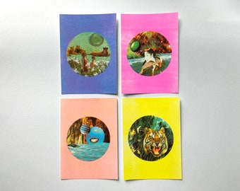 Risograph Print- Wall Art Set - Riso Prints - Feminist  5 x 7 Small Wall Art - Occult Witch Art - Colorful Wall Art - Housewarming Gift