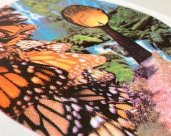Risograph Print - Riso Print - Psychedelic Art - Trippy Wall Art - Butterfly Wall Art - Psychedelic Portal - 4 Color 8.5" x 11"