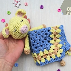 Crochet pattern Lovey toy Piggy as baby shower gift, amigurumi cotton comforter Pig as toy for sleep English PDF instruction