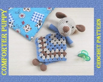 Crochet pattern comfoter Puppy, Pattern first toy, Crochet comforter Dog, Crochet toy for baby,  Lovely Blanket English PDF Crochet Pattern