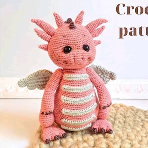 Crochet pattern Dragon as fantasy toy, Amigurumi PDF tutorial fairy animal