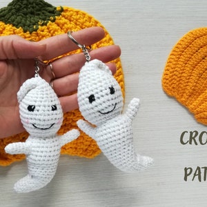Crochet pattern keychain Ghost, English PDF instruction How to do little Halloween gift