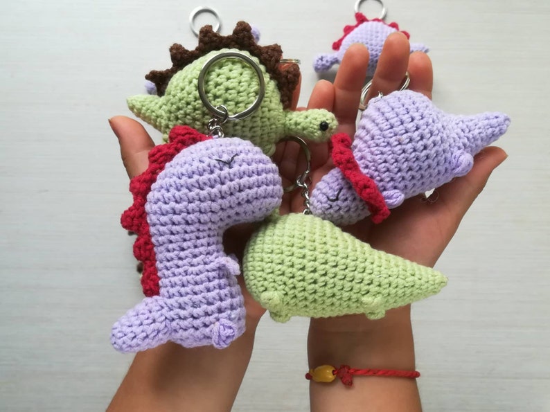 Crochet Keychains Pattern 4 Little Dinosaurs as Fun Gift Easy Etsy