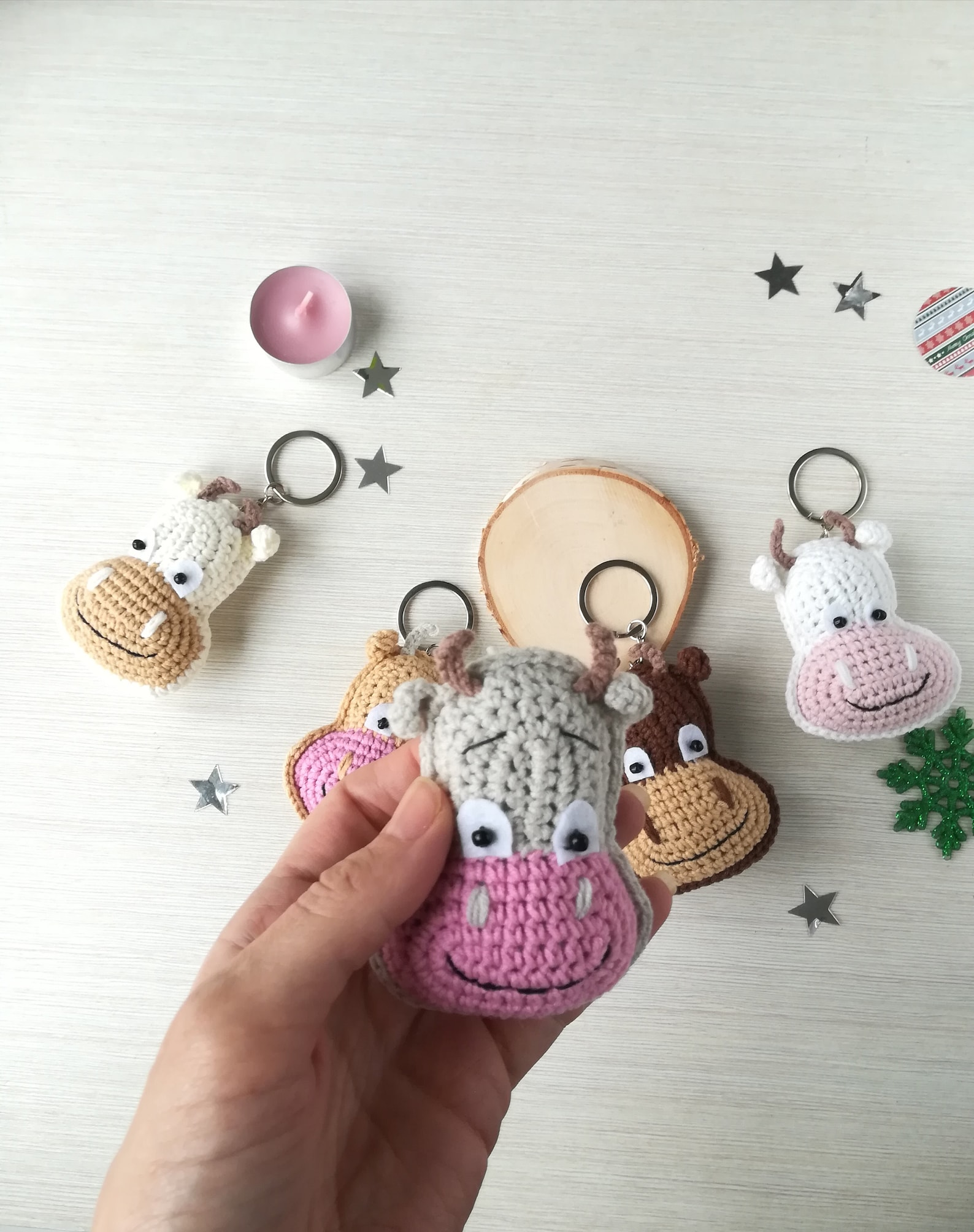 Crochet Pattern Keychain Cow English PDF Instruction How to Etsy