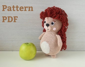 Crochet pattern Hedgehog, Amigurumi PDF tutorial forest animal toy