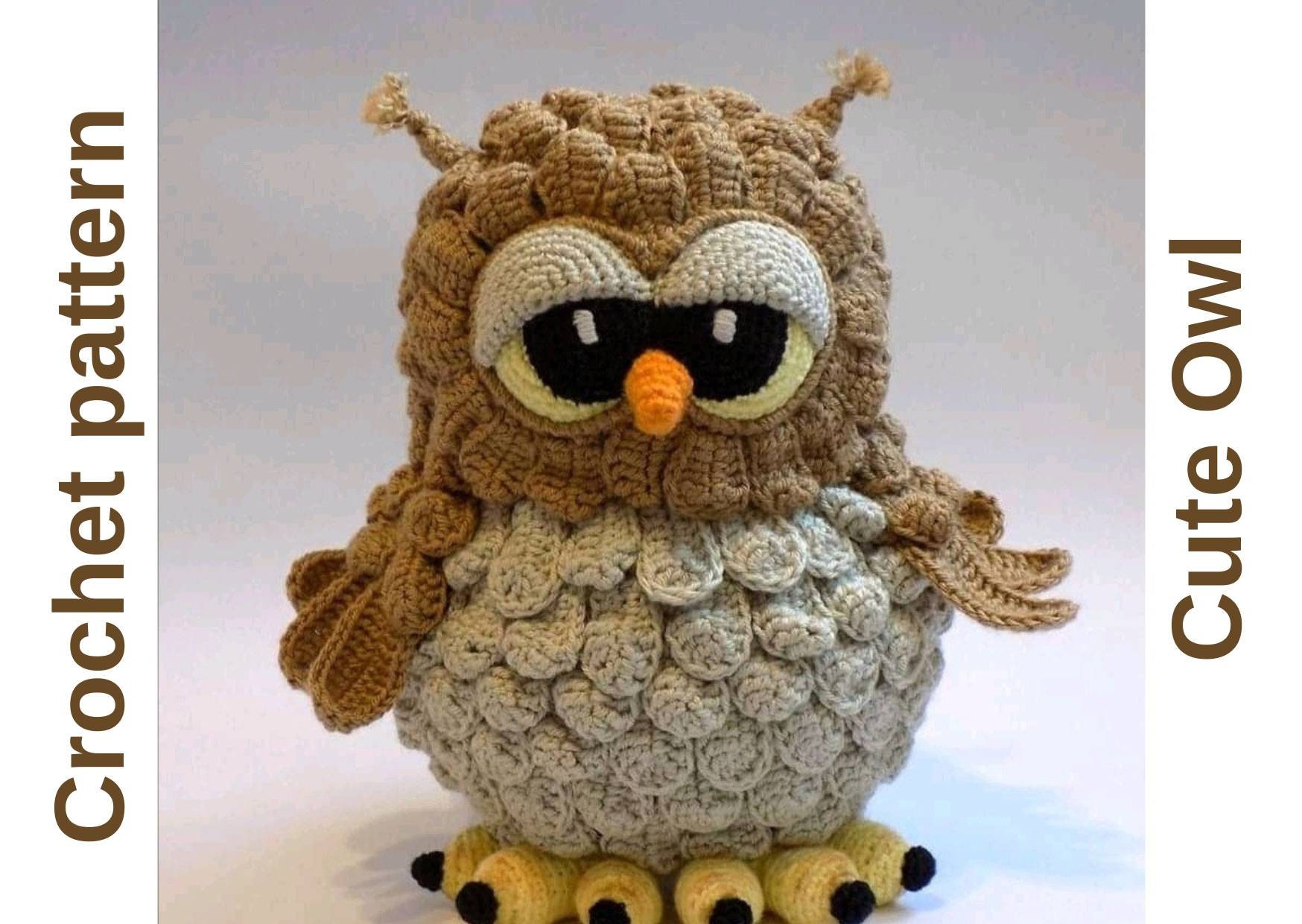 Crochet pattern Owl as big toy for kids