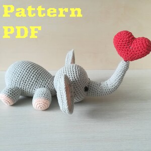 Crochet pattern toy Elephant, English PDF instruction amigurumi jungle animal