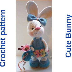 Crochet pattern cute Rabbit, amigurumi pattern Bunny with dress