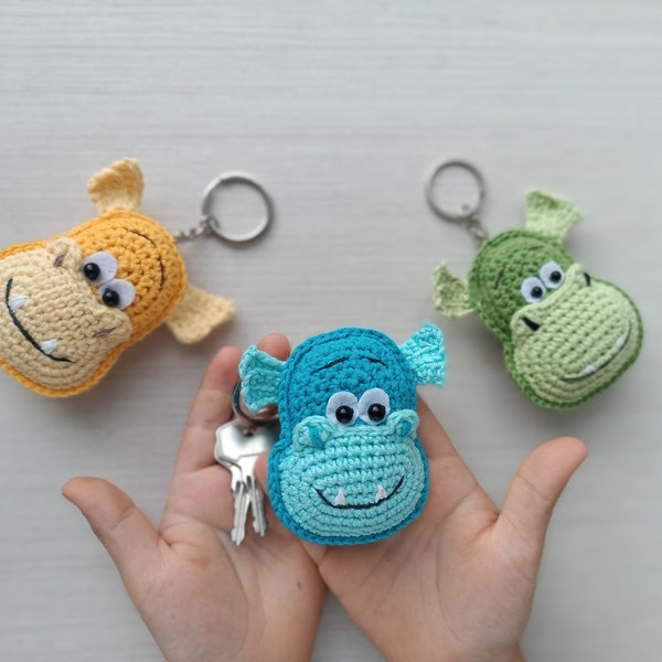 Crochet Dragon keychains pattern as little fun gift, easy cute amigurumi pattern fantasy animal