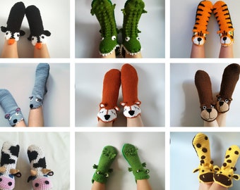 Animal home slippers as fun Christmas gifts, socks eating your feet as unusual cute gift