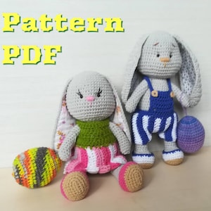 Häkelanleitung Osterhase mit Deko-Ei als Geschenk für Kinder, Amigurumi englisch PDF Beschreibung für Stofftier Hase