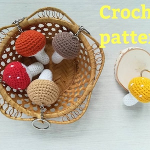 Crochet pattern keychain Mushroom, English PDF easy follow instruction amigurumi Mushroom