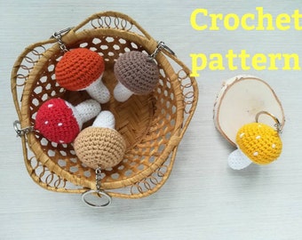 Crochet pattern keychain Mushroom, English PDF easy follow instruction amigurumi Mushroom