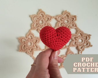 Crochet pattern little heart, English PDF instruction crochet heart as anniversary gift