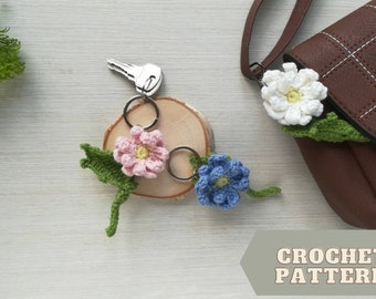 Crochet pattern keychain Flower as little gift for her, PDF instructin amigurumi floret