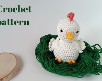 Crochet pattern Chicken as Easter toy, PDFHen English tutorial