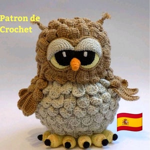 Crochet pattern Owl Spanish, PDF pattern amigurumi toy Owl