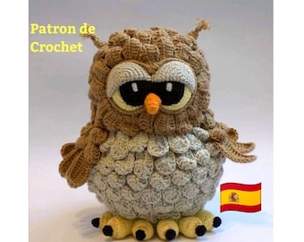 Crochet pattern Owl Spanish, PDF pattern amigurumi toy Owl