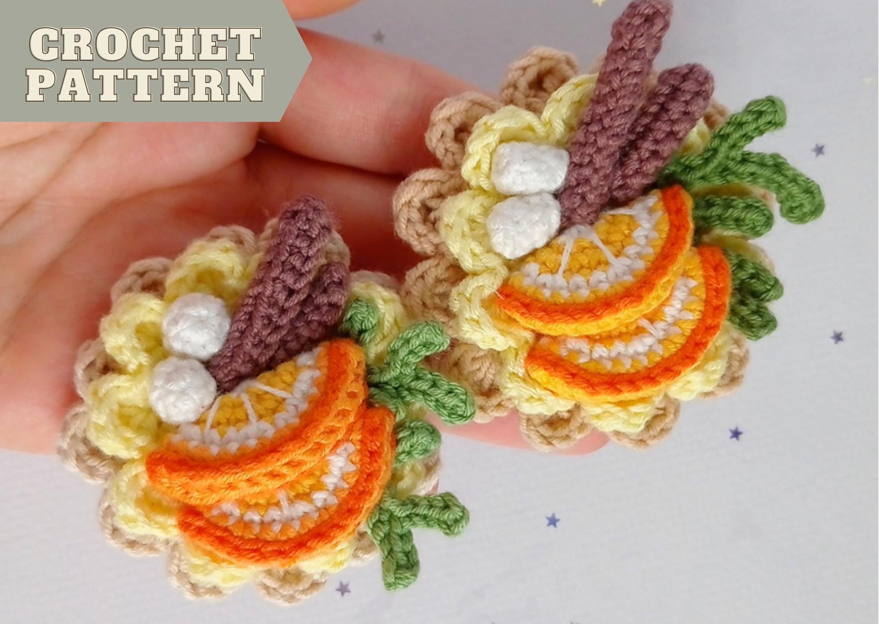 Orange Cake Brooch Crochet Pattern