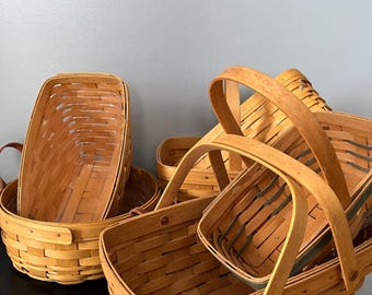 Lote de 6 cestas surtidas Longaberger tejidas en los años 90.