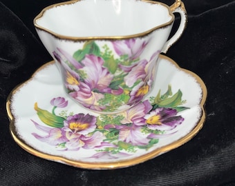 Taza de té Orchid Bone Chine -Saucer Salisbury Hecho en Inglaterra