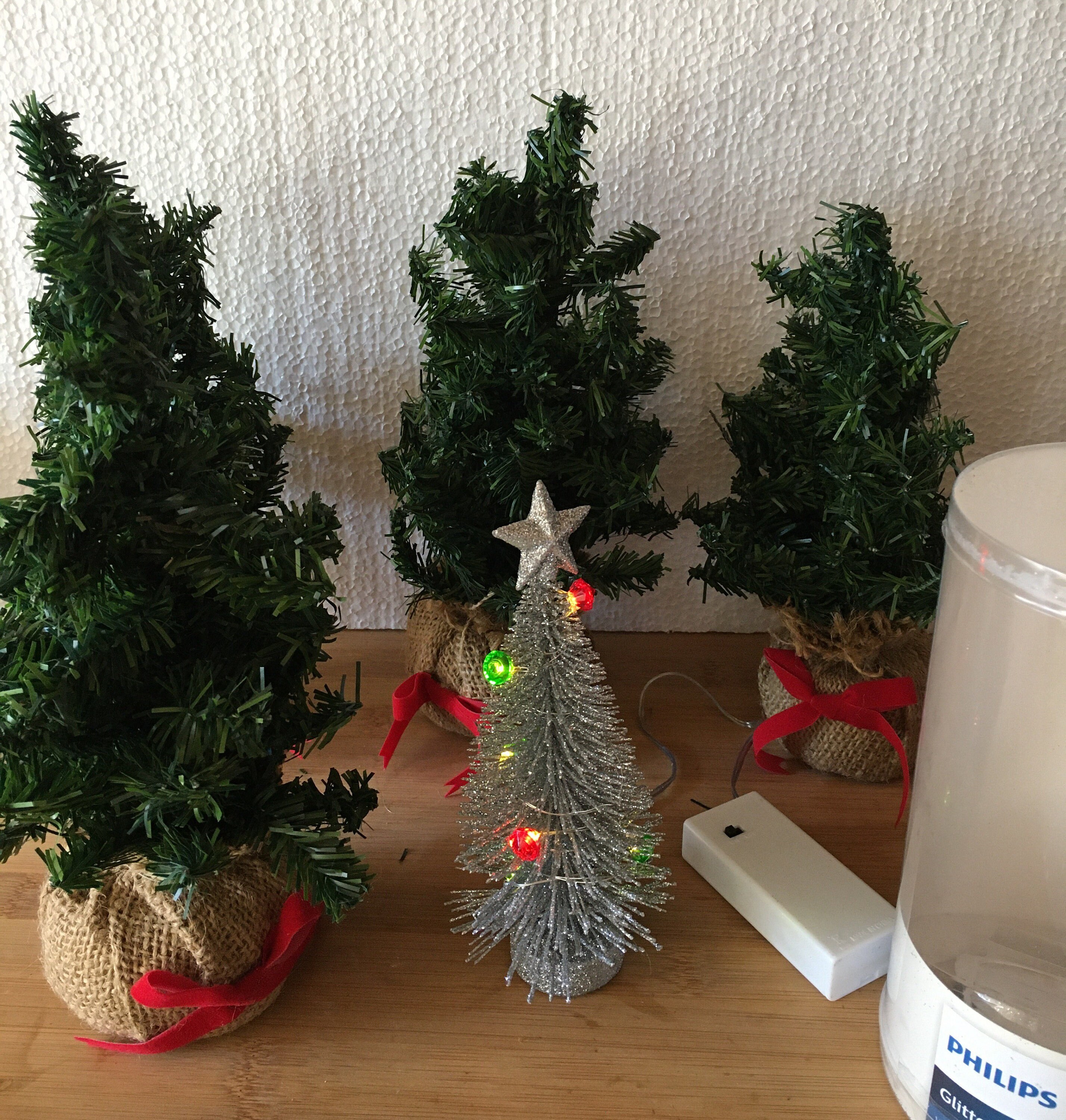 Small Christmas Trees 4 Evergreen 1 Silver Light Up. Etsy UK