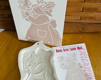 Molde para galletas de conejo de Pascua de Longaberger, mamá y bebé, 1994