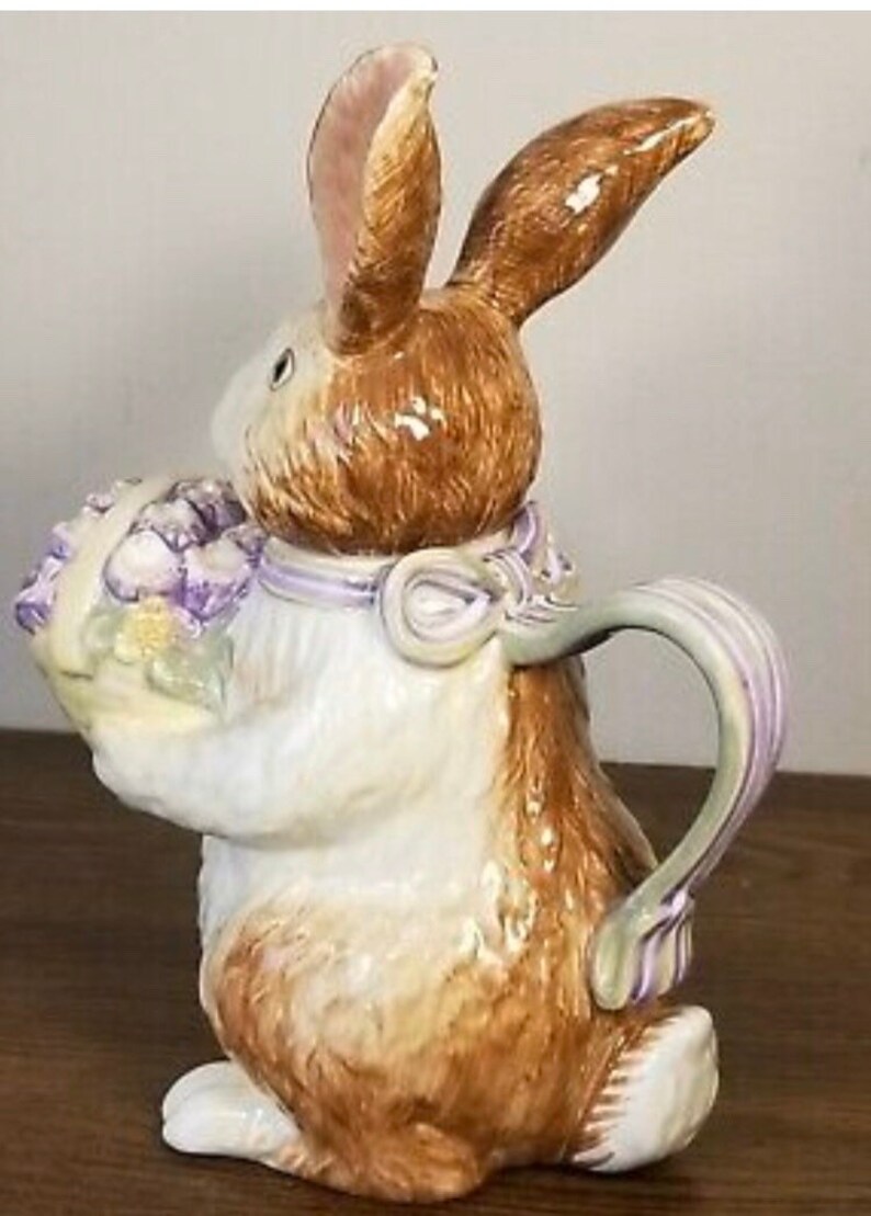 Longaberger Retired Easter Bunny Teapot Pitcher. Comes With Etsy