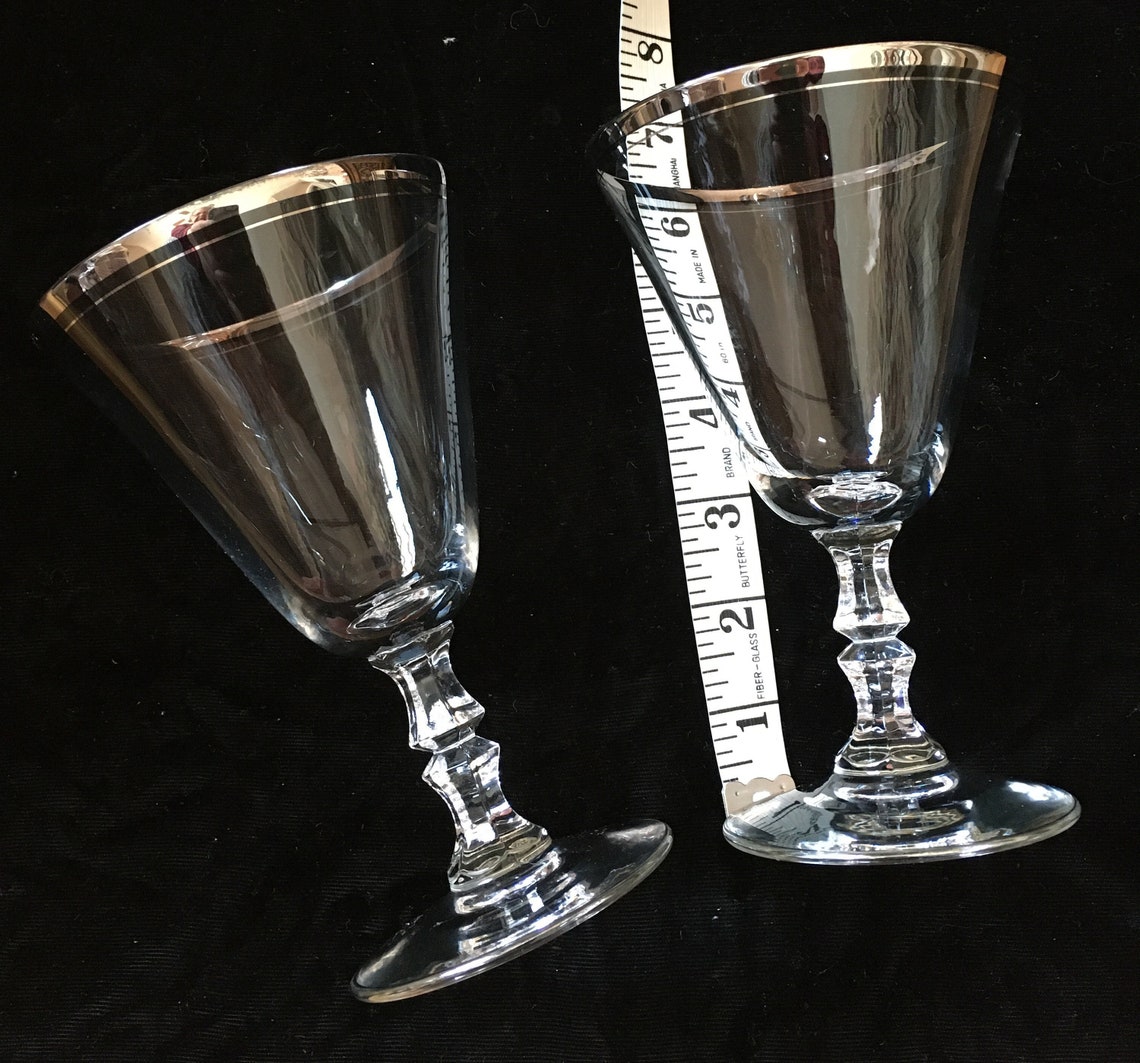 2 Elegant Platinum Rimmed Wine Water Goblet Glasses. Etsy